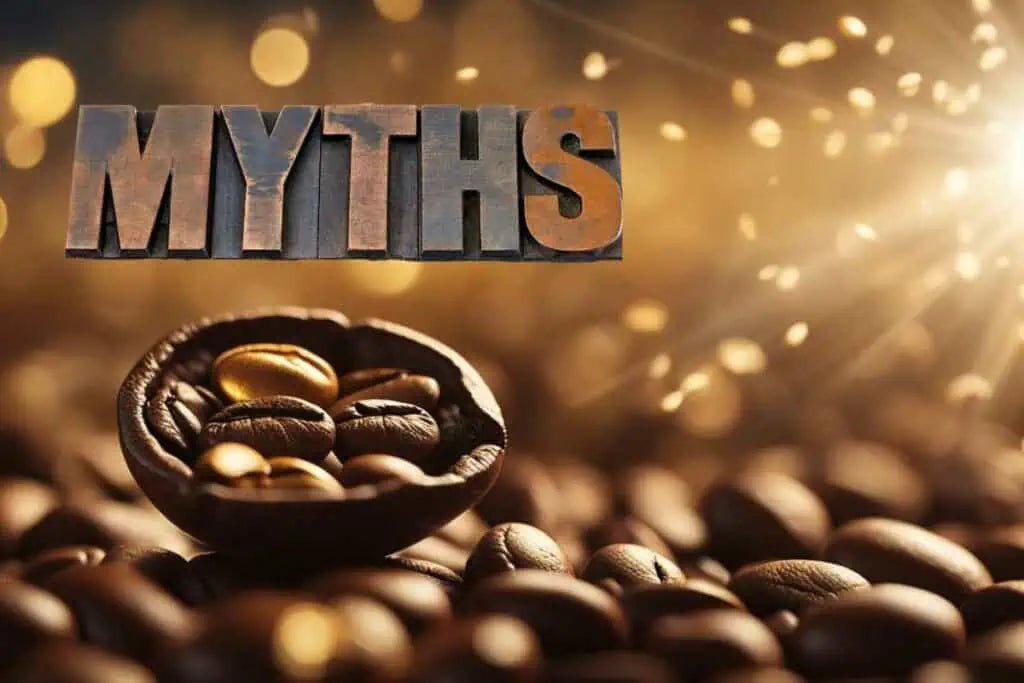 Coffee bean graphic with "MYTH" captioned into it.