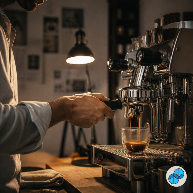 Fresh espresso being prepared for a late-night Side Hustle work session